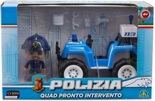 Giochi Preziosi Polizei - Freilauf-Polizei-Quad mit Original-Livrea. Inklusive Figur 7 cm in offizieller Uniform und personalisiertem Zubehör. Für Kinder ab 4 Jahren von Giochi Preziosi