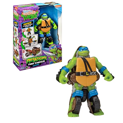 TORTUGAS NINJA Actionfigur, transformierbar in Fahrzeug, verwandelt Löwe in EIN Fahrzeug mit 3 Rädern, 2 Sammelpuppen, bewegliche Figuren, berühmt (TU845100) von Giochi Preziosi