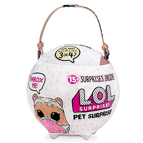 L.O.L. Surprise!, Pet Surprise – Mega-Kugel mit 15 Überraschungen, darunter 1 riesige Pets 16 cm, 2 Pets 6 cm, Spardose oder Rucksack, Zubehör, zufällige Modelle, Spielzeug für Kinder ab 3 Jahren, von Giochi Preziosi