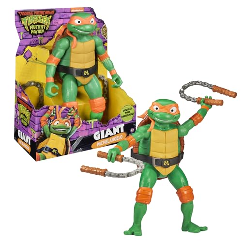 Ninja Turtles – Michelangelo Actionfigur, 30 cm, vollständig artikuliert, Nunchakus-Waffen-Zubehör, 4 Sammelpuppen, Jungen und Mädchen ab 4 Jahren, berühmt (TU801500) von Giochi Preziosi