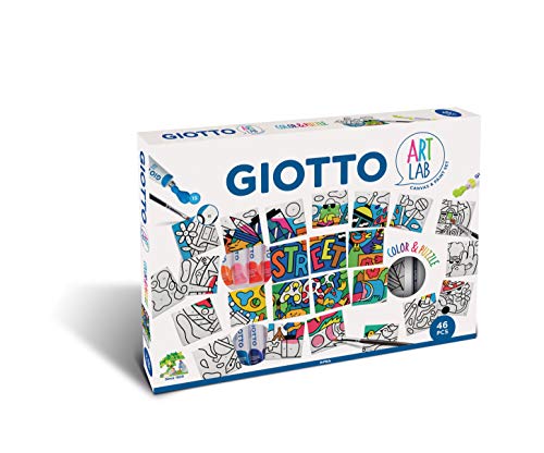 GIOTTO Art Lab Color & Puzzle, Kreativset mit Posterfarbe, Pinseln und bemalbaren Puzzleteilen, 46-teilig von GIOTTO