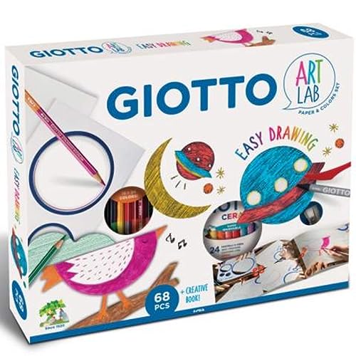 GIOTTO Art Lab Easy Drawing, Kreativset mit Papier, Farbstiften und Accessoires, 68-teilig, verschiedene farben von GIOTTO