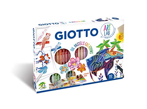 GIOTTO Art Lab Oil Pastels, Kreativset mit Ölpastellkreiden, Heft und Accessoires, 82-teilig von GIOTTO