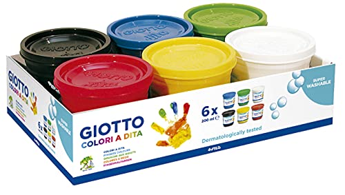 GIOTTO DITA Fingermalfarbe im Set 6 Farben à 200 ml 5350 00, Mehrfarbig, 6X 200ml von GIOTTO