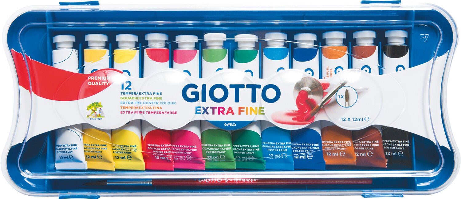 Giotto Extra fine poster paint tubes Farben 12 ml 12er-Pack, Mehrfarbig von Giotto