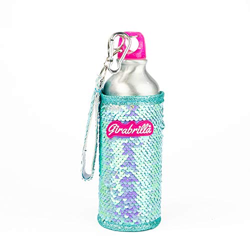 Girabrilla 02534F Eco Bottle 24h Shiny Tiffany/Sparkly Silver Nice Group-Wirbel 500 ml- Umweltfreundliche Flasche aus Aluminium mit einem funkelnden abnehmbaren Pailletten-Beschichtung-02534F von Girabrilla