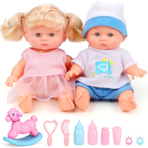 GirlDiary Puppen Set mit Schaukelpferd, Zwillinge Jungen Puppe & Mädchen Puppe – Entwicklung förderndes Rollenspiel Spielzeug für Kinder ab 3 Jahren, inkl. Füttern, Pflegen & Babypflege Zubehör GirlDiary Puppen Set mit Schaukelpferd, Zwillinge Jungen Puppe & Mädchen Puppe – Entwicklung förderndes Rollenspiel Spielzeug für Kinder ab 3 Jahren, inkl. Füttern, Pflegen & Babypflege Zubehör von GirlDiary