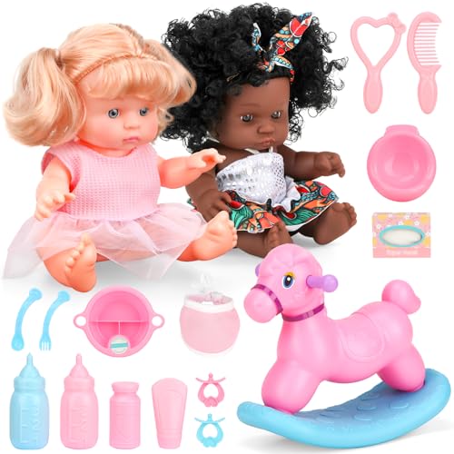 GirlDiary Vielfältige Puppen Set für Jungen & Mädchen 3-8 Jahre, 17-teiliges Inklusives Puppe Spielzeug mit Schaukelpferd & Zubehör, Feinmotorik & Rollenspiel GirlDiary Vielfältige Puppen Set für Jungen & Mädchen 3-8 Jahre, 17-teiliges Inklusives Puppe Spielzeug mit Schaukelpferd & Zubehör, Feinmotorik & Rollenspiel von GirlDiary