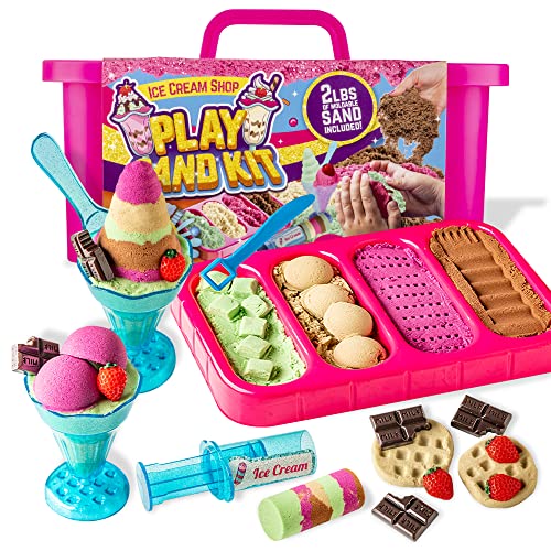 GirlZone Geschenke für Mädchen Ice Cream Shop Play Sand für Kinder, Komplettes Eiscreme Sand-Set zum Selbermachen für Kinder von 6-10 Jahren von GirlZone