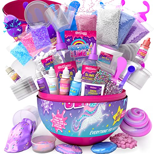 GirlZone Geschenke für Mädchen Schleim Kinder - Ei-Form Einhorn Slime Kit für Kinder DIY Schleim Herzustellen Selber Machen - Unicorn Glitter Slime in Einem Großen Ei Sensorisches Spielzeug von GirlZone