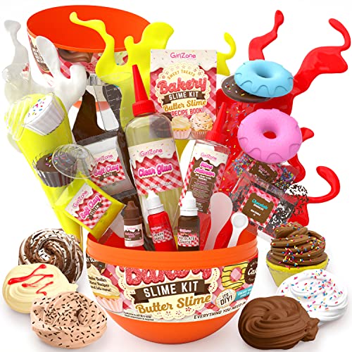 GirlZone Geschenke für Mädchen Sweet Treats Butter Slime Bakery Set, Kreativität förderndes Schleim-Backladen DIY Komplett-Set zum Selbermachen Überraschungsei für Kinder von GirlZone