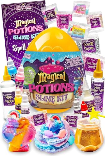 GirlZone Magic Potion Slime Kit, Zaubertrank Schleim-Set zur Herstellung von 6 magischen Zauberschleimtrunks, im Dunkeln Leuchtenden Schleim für Kinder, Tolle Geschenke für Mädchen von GirlZone