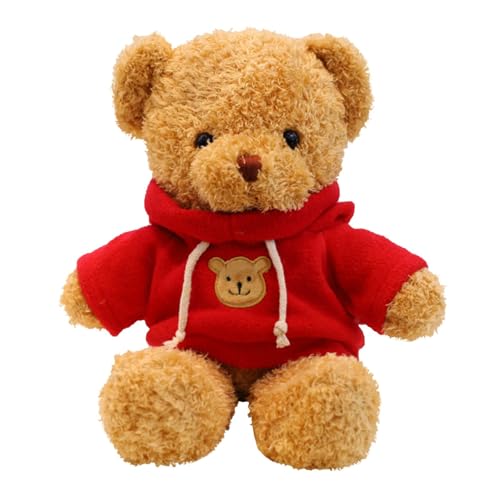 Girlove Teddybär Weiches Fell Teddybär mit Kapuze Tatzendruck Plüschtier Kuscheltier Stofftier Geschenk (Red,30cm) von Girlove