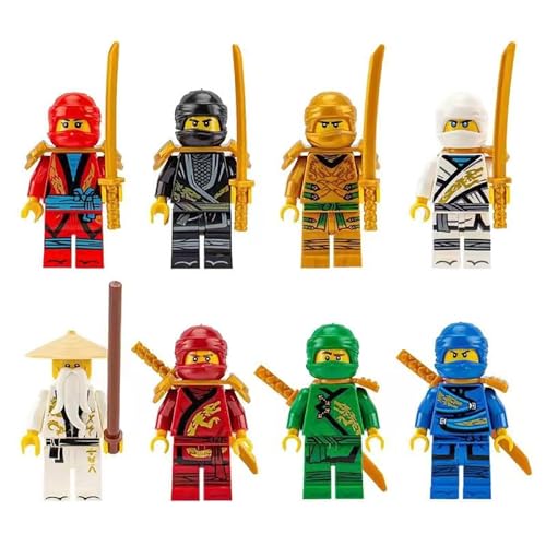 Set mit 8 Minifiguren, Ninjago, 8 MiniNinjago, Lernset, einfach zu bauen für Anfänger, Ninja-Spielzeug, skalierbar, gute Geschenkidee für Junioren (B) von Girlove