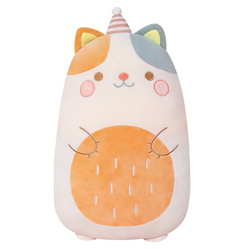 Gisqis Kuscheltier Kätzchen 44 cm Kawaii Kätzchen Plush Kuscheltier Kätzchen Babys Kissen Plüschtiere Kuschelkissen Geburtstag Halloween Ostern Geschenke Kinder Mädchen Beige von Gisqis