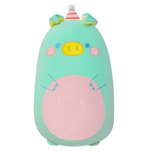 Gisqis Kuscheltier Schwein Grün Kawaii Soft Plush Pig Kuscheltier Schwein Kissen Kuschelkissen Plüschtier Ostern Geschenke Kinder Mädchen Jungen 44cm von Gisqis