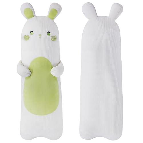 Gisqis Plüsch Kissen Kinder Plüschtier Spielzeug Kuscheltier Kawaii Plüsch Puppe Kissen Body Pillow Madchen Jungen Geburtstag Weihnachten Abnehmbar Grünes Kaninchen 90CM von Gisqis