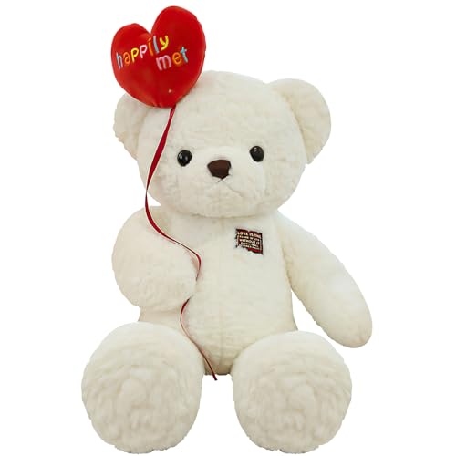 Mini Teddybär mit Herz Klein Teddy Bear Kuscheltier Kleiner Weißer Teddy Bär Plüschtier Plüschteddy Geschenk Weihnachtstag Valentinstag Ich Liebe Dich 35cm von Gisqis