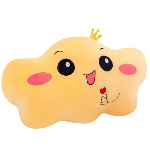 Gisqis Wolkenkissen Gelb Süße Kissen Kuschelkissen Kinder Wolken Cute Cloud Pillow Kawaii Wolkenkissen Geschenk für Kinder Kissen Deko Aesthetic 44cm von Gisqis