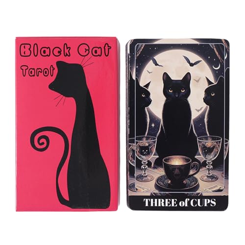 78 Cat-Themed Tarot Deck, English Paper Tarot Cards, Interactive Fortune-Telling Game, Spiritual Divination for Beginners & Experts, Team Activity Card Set, 10.3x6cm von Gitekain