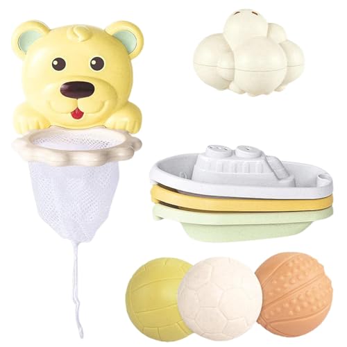 Basketball Hoop Bathtub, Bath Basketball Toys, Kids Water Bath Toys, Fun Bath Shower Toys, Bath Toy with 3 Balls, Bathtub Cloud Shower, Bath Toy Boats Set, Kids Bathtub Basketball, Bath Hoop for Kids von Gitekain