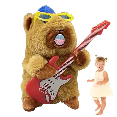 Capybara Plush Dancing Doll, Cute Electric Stuffed Animal, Vocal Recording Toy with Guitar, Soft Interactive Toy for Kids, Bedroom Decoration, Made from Plush Fabric von Gitekain