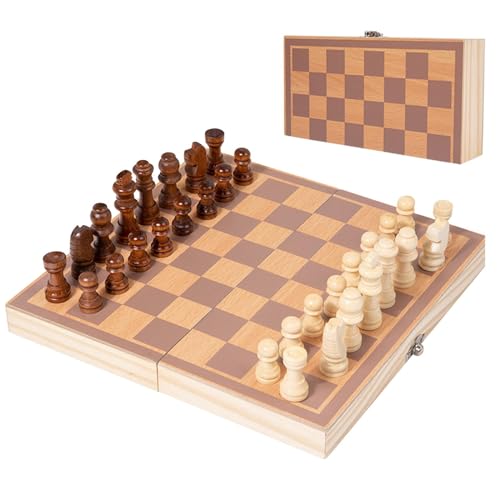 Chess Set, Interactive Travel Chess Game, Wooden Folding Board with Built-in Storage, Portable Compact for Christmas Birthday, 9.45x9.45 inches, Desktop, Travel von Gitekain