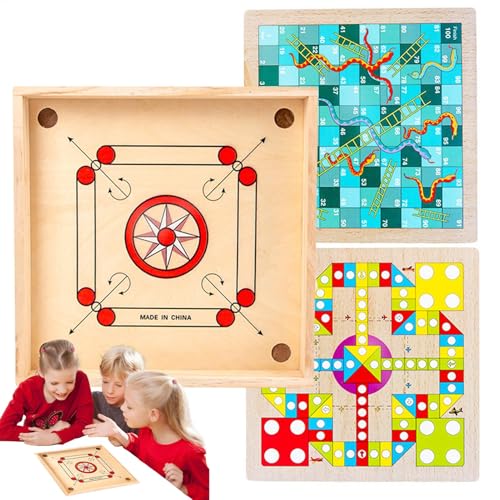 Classic Board Game Set, Wooden Strike Board with Coins, Smooth Playing, Fun Indoor Family, Kids and Adults, Wooden Construction von Gitekain