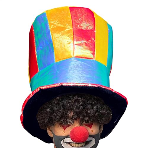 Clown-Zylinder Regenbogen, Regenbogen-Kostüm-Zylinder, Halloween-Clown-Hut, Karneval-Regenbogen-Zylinder, Kostümhut für Erwachsene, Clown-Hut für Kinder, Regenbogen-Party-Zylinder, bunter Clown-Zylind von Gitekain