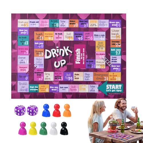 Drinking Board Game Set, Couples Drinking Game, Drunk Themed Chess Game, Interactive Adult Drinking Game, 2 Dice Drinking Game Drinking Board Games for Adults, Couples, 38x28cm von Gitekain