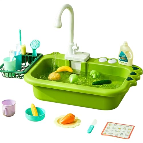 Electric Play Kitchen Sink Toy, Water-Activated Sensory Set with Faucet, Role Play Accessories for Preschool Boys & Girls, Fun Sink for Learning, 20.87x12.8x13.19 inches von Gitekain