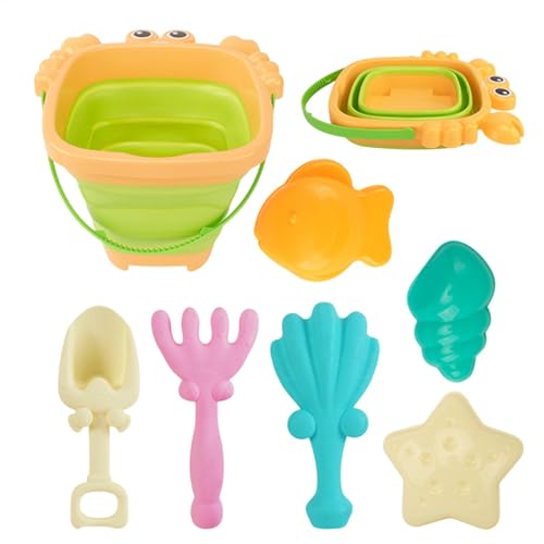 Gitekain Beach Sand Toy Set, Foldable Bucket Shovel Kit, Fun Outdoor Digging, Castle-Building Playset, Sandbox Playset, Travel-Friendly Sand Toys for Kids Ages 3-10 392g von Gitekain