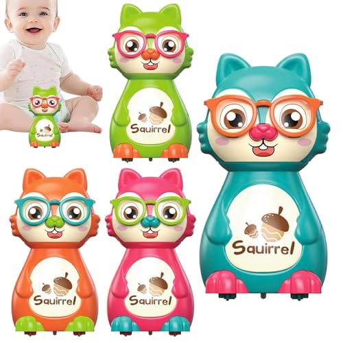 Gitekain Cartoon Squirrel Press and Go Car, 4X Sliding Friction Vehicles, Cute Animal Design, Preschool Learning Activity Toy, Interactive Push Car for Boys and Girls, 9.5x6.5x5cm von Gitekain