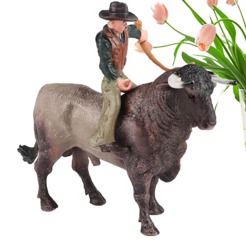 Gitekain Cowboy-Reitbull-Figur - Simulierte spanische Stierkämpfer-Rinderfiguren - Rodeoes Actionfigur zum Sammeln, Lernspielzeug, Kuchendekoration, Geschenk für Kinder und Kleinkinder von Gitekain