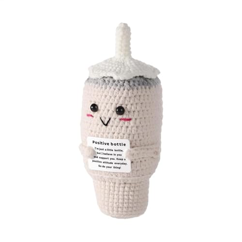 Gitekain Crochet Water Jar Doll,5.91x2.36 inches, Inspirational Knitted Water Bottle Ornament with Positive Card, Cheerful Desktop Decor, Stocking Stuffer for Friend, Daughter, or Son von Gitekain