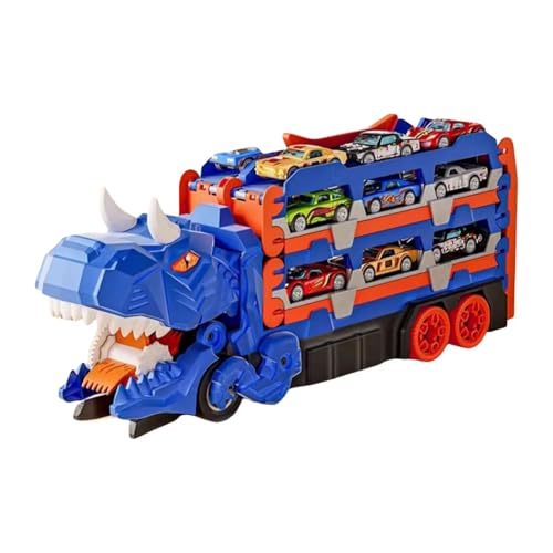 Gitekain Dinosaur Carrier, Transport Truck Toys, Hauler Transform Adventure Foldable, Multi-Car Storage, Interactive Playset, Toy Carrier for Kids, Race Track, 40x17x10.5cm von Gitekain