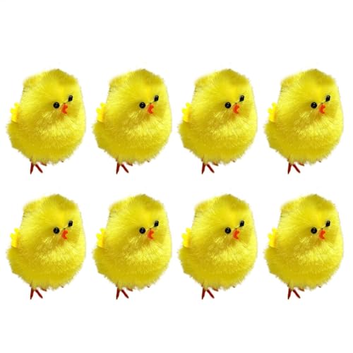 Gitekain Easter Chicks, 8pcs Small Yellow Plush Chicken Set, Adorable Easter Basket Fillers, 3.94 Inches Stylish Spring Farm Animal Décor for Table, Bedside, Shelf and Barn Theme Display von Gitekain