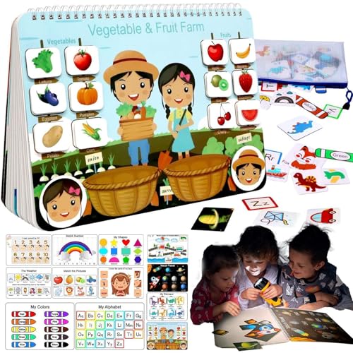 Gitekain Educational Activity Binder, Preschool Learning Book, Fine Motor Skills Workbook, Interactive Kindergarten Workbook, Learning Activities for, Engaging Busy Book, Portable Educational Binder von Gitekain