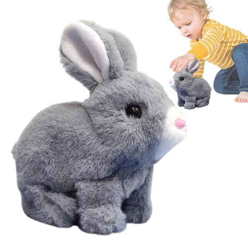 Gitekain Electronic Hopping Rabbit, Plush Electric Jumping Toy, Interactive Bunny with Wiggling Ears, Pretend Pet for Children and Adults, Fun Bedroom or Study Activity (6.69x6.5x3.54 in) von Gitekain