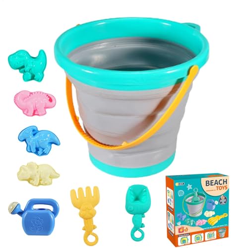 Gitekain Foldable Bucket Beach Toys, Children's Summer Play Sand Set, 9.44x2.87x2.36 Inches Convenient Sturdy Bright Color Toys for Lake, Beach, Garden, Pool and Backyard von Gitekain