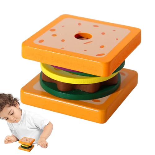 Hölzernes Burger-Sandwich-Stapelspielzeug | Spielen Sie Essensspielzeug | Burger-Sandwich-Spielzeug, Pädagogisches Vorschul-Lernspielzeug, Feinmotorik-Spielzeug Für Kinder, Burger-Stapelspielzeug Für von Gitekain