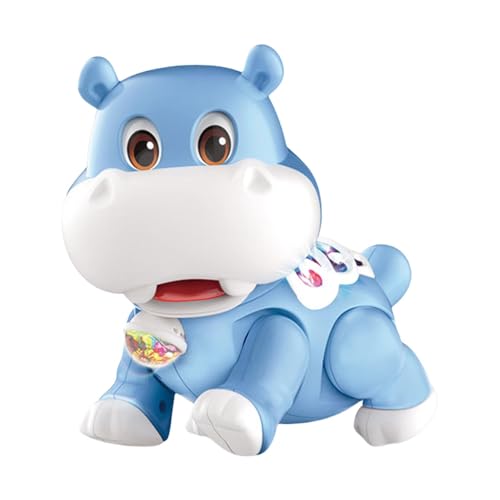 Musical Hippo Baby Toy, Light-Up Interactive Sensory Game, Fun Dancing & Walking Motion Toy for Kids, Home & Travel Played, (6.77x4.09x5.51 inches) Blue von Gitekain