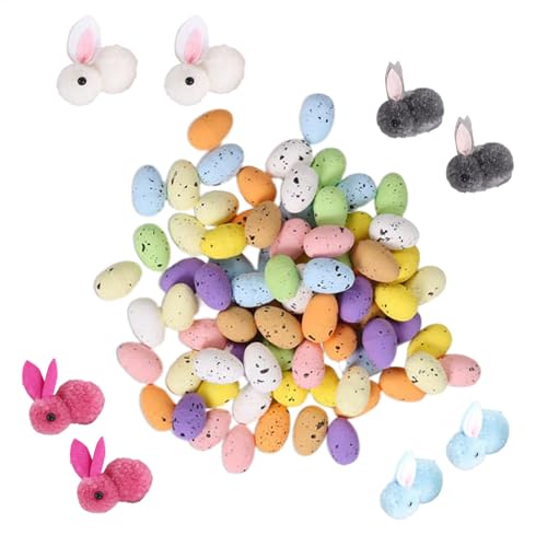 Osterhase und Eier, Kaninchen-Spielzeug-Set, Ostereiersuche-Set, Schaumstoff-Ostereier, Korbfüllhasen, Osterjagd-Zubehör, bunte Ostereier, Osterdekorationsset, Kaninchen-Plüsch-Geschenk von Gitekain