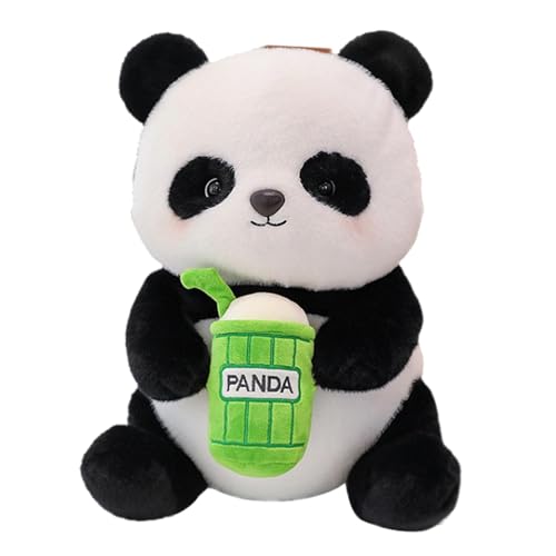 Panda-Puppe, Panda-Stofftier | Panda umarmt Milchtee-Wurfkissen aus weichem Plüsch,9,5-Zoll-Panda, der Milchtee umarmt, Stofftier, weiches Plüsch-Wurfkissen für Mädchen, Kleinkinder, Kinderzimmer von Gitekain