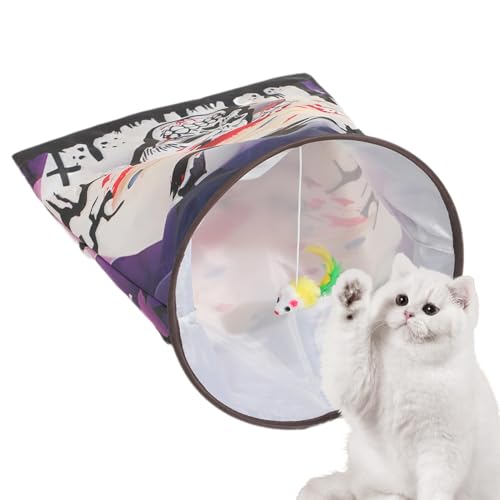 Pet Play Tunnel Tube, Halloween Cat Tunnel, Interactive Toy with Hanging Ball, Foldable Design, Rattle Paper Material, Fun for Small Cats, Rabbits, Puppies, and Dogs von Gitekain