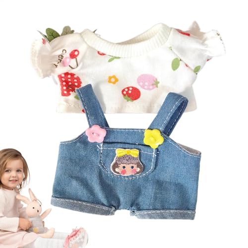 Plüschpuppenkleider-Set, Puppenkleiderzubehör, Plüschpuppen-Overalls, stilvolle Puppenkleidung, 15 cm Plüschpuppen-Outfit, Puppenkleideranzug, Puppen-Outfit für 15 cm Plüsch, Plüschpuppenmode, von Gitekain