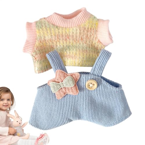 Plüschpuppenkleider-Set, Puppenkleiderzubehör, Plüschpuppen-Overalls, stilvolle Puppenkleidung, 15 cm Plüschpuppen-Outfit, Puppenkleideranzug, Puppen-Outfit für 15 cm Plüsch, Plüschpuppenmode, von Gitekain