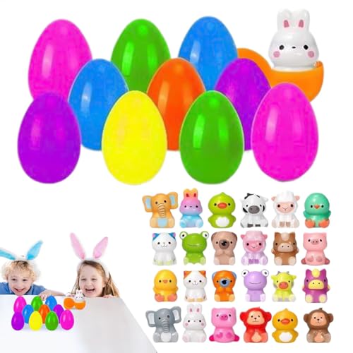 Prefilled Easter Eggs, 24PCS Slow Rebound Squishy Animal Fidget Toys, Bright Soft Surprise Eggs, Small Classroom Prize Supplies for Kids, Toddler (6.5cm/2.56 inch) von Gitekain