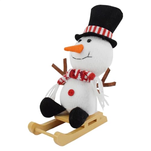 Schneemann-Spielzeug, Miniatur-Weihnachtspuppe, Schneemann auf Schlitten, Weihnachtsspielzeugdekoration, Sammlerstück, Weihnachtstisch-Mittelstück, weiches Schneemann-Spielzeug, niedliche von Gitekain