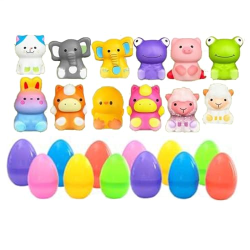 Squeeze Toy Easter Eggs, Soft Prefilled Animal Stress Relief Toys, Slow Rising Cute Basket Stuffers, Holiday Party Favors, 12/24 Pieces for Kids & Adults von Gitekain